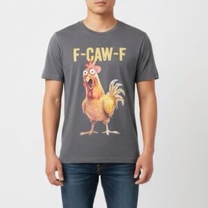F-Caw-F Funny Chicken Humor Rooster Meme Mens Crewneck T-Shirt Size Large